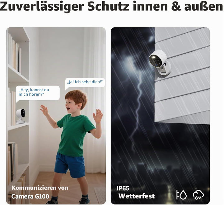 Aqara G100 2K Überwachungskamera Innen&amp;Aussen, Weiss, 2er-Pack Weiss 2 Pack, Weiss 2 Pack