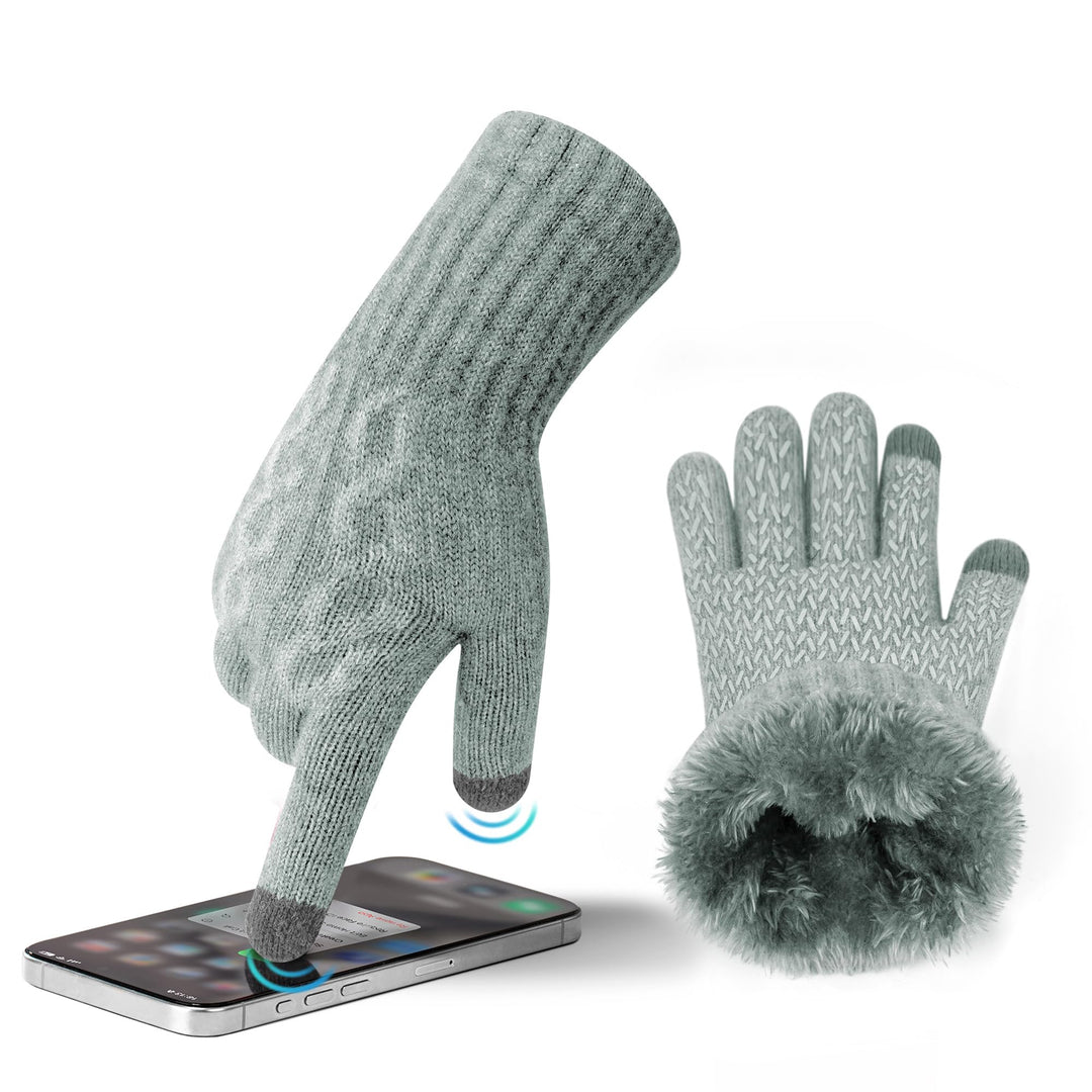 Alpaka Handschuhe Damen Fleece Doppelfutter &amp; Touchscreen - Thermo Winterhandschuhe mit Anti-Rutsch