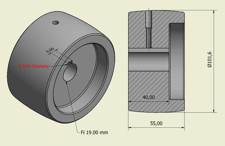 (NY4-19) Riemenschleifer-Rad-Set für Messerschleifer 10,2 cm Antrieb, 19 mm Schaft, 7,6 cm Spurweite