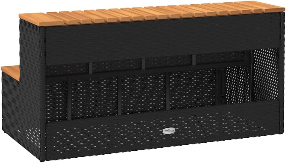 vidaXL Whirlpooltreppe Schwarz 100x50x50,5cm Poly Rattan Akazie Massiv, Whirlpool-Stufe, 2-Stufen-Le