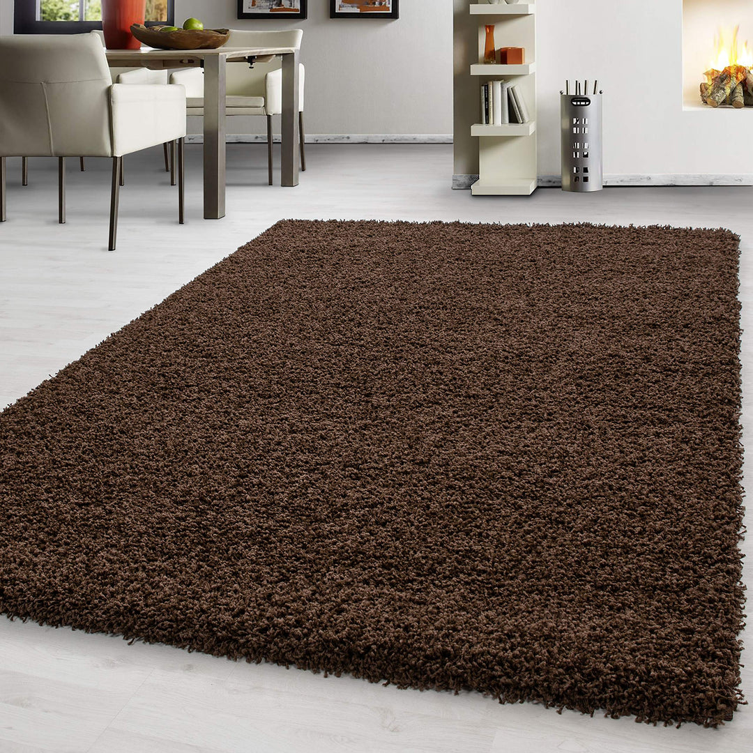 Moderner Hochflor Teppich Läufer Flur 80 x 150 cm Braun - Shaggy Flauschiger Teppich, Extra Weich un