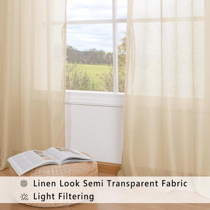 Hiasan 2er Set Sheer Voile gardinen vorhänge gardine Wohnzimmer mit ösen Curtains scheibengardinen V