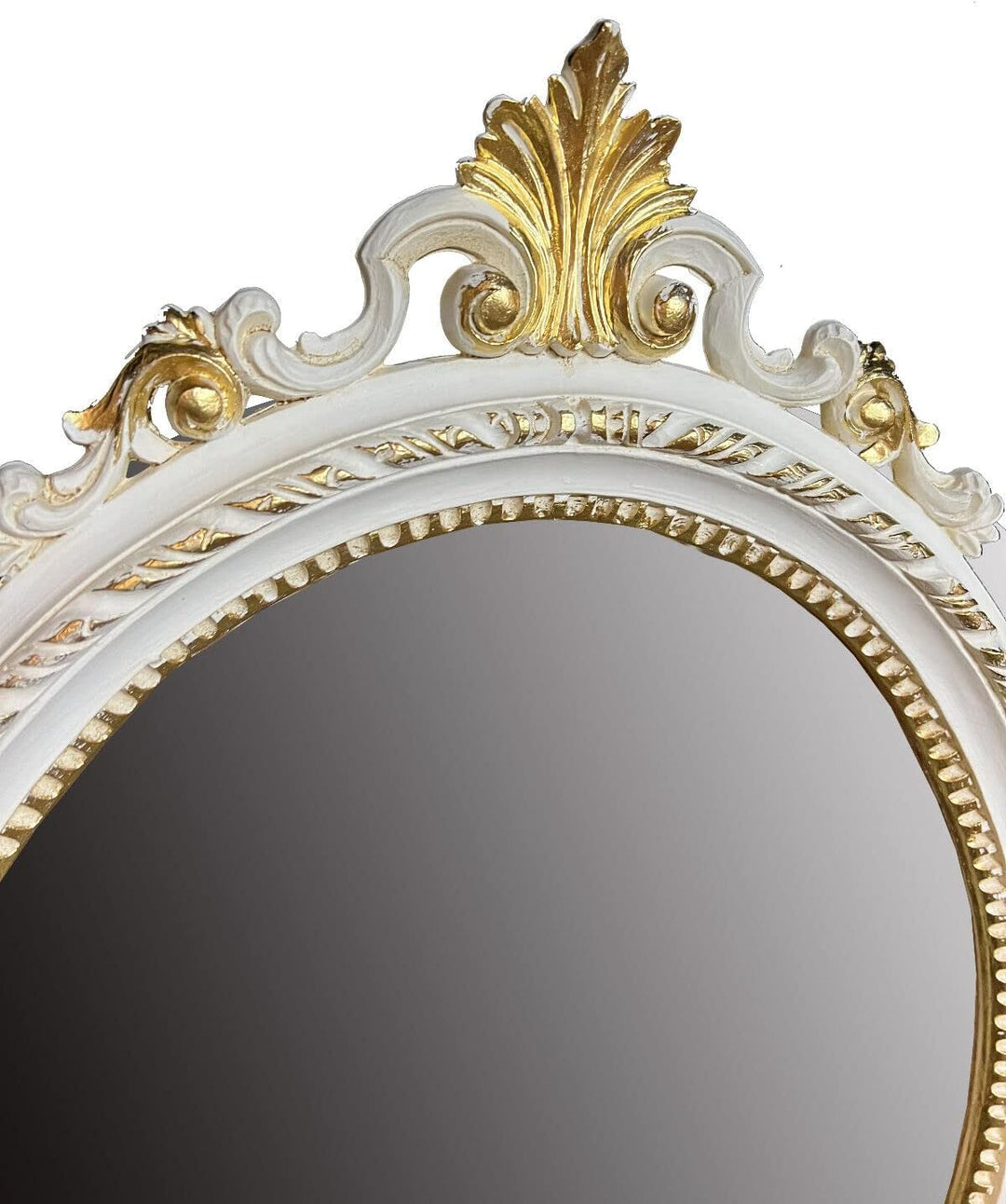Generisch Wandspiegel Weiss-Gold Barockspiegel Spiegel Oval Flurspiegel dekorative Spiegel mit Rahme