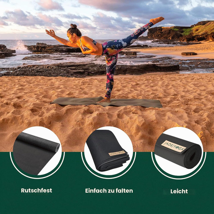 Jade Yoga Voyager Yogamatte, 1,6 mm Schwarz, Schwarz