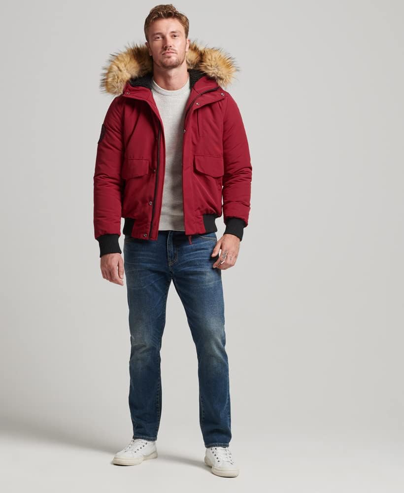 Superdry Herren Everest Bomberjacke L dunkelrot, L Tiefes Rot