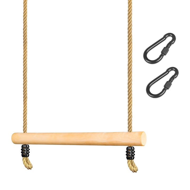 Trapez Schaukel, Trapezstange Holz mit Höhenverstellbaren Seil Schaukelstange aus Holz Kinderschauke