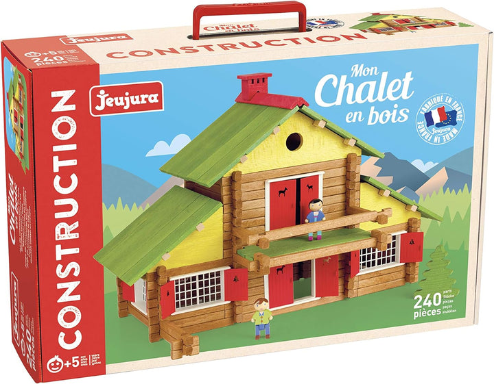 JeuJura Wooden Construction Chalet Toy In Suitcase (240 Pieces)
