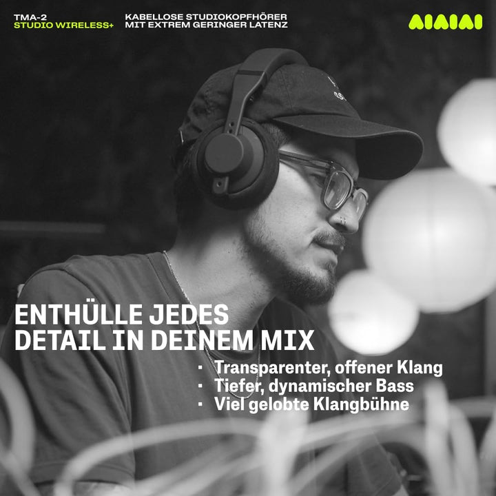 AIAIAI TMA-2 Studio Wireless+ Black Headphones - Premium Bluetooth Kopfhörer Over Ear - Professionel