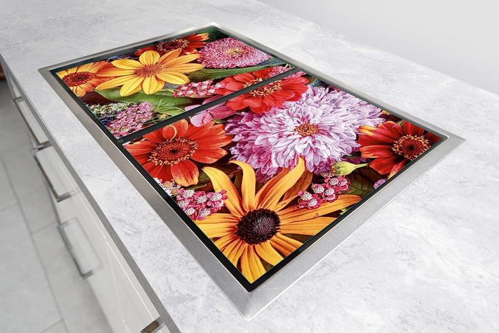TMK ArtDeko Herdabdeckplatte 2 Teilig 40x52 + 60x52 cm - Spritzschutz Herdabdeckung – Herdschutz aus