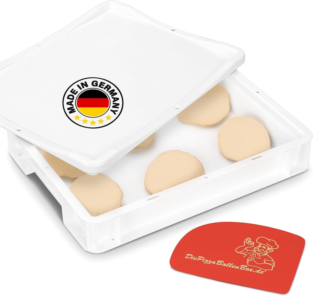 RoyalFay Pizzaballenbox lebensmittelecht 30x40x8 cm mit Deckel und 2 Pizzabelagstationen (granit), g