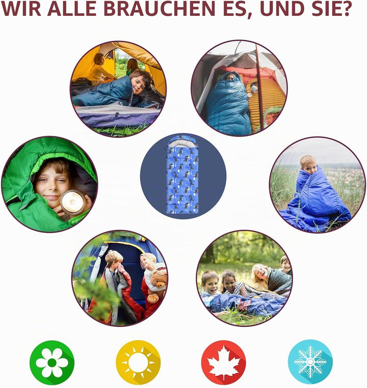 tuphen Kinder-Schlafsäcke – Camping-Schlafsäcke mit Tragetasche – kompakter Schlafsack zum Wandern,