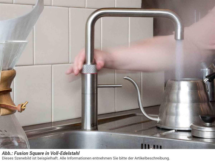 Quooker PRO3-VAQ B &amp; CUBE Fusion Square RVS Edelstahl Sprudel-/Kochendwasserhahn
