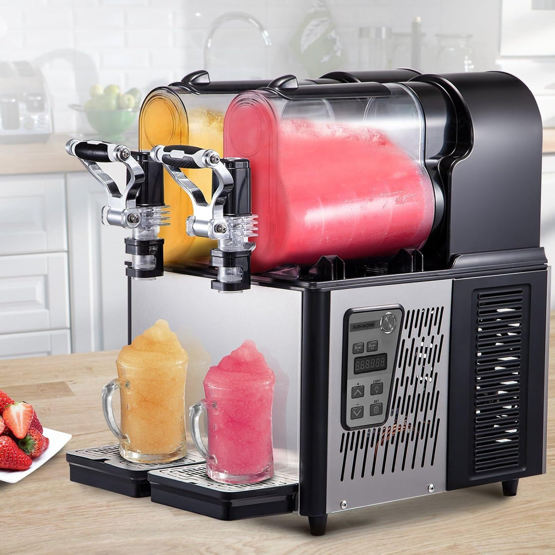 3Lx2 Slush Maschine für den gewerblichen Einsatz, 6L Gerät für gefrorene Getränke, 370W Kompressor,