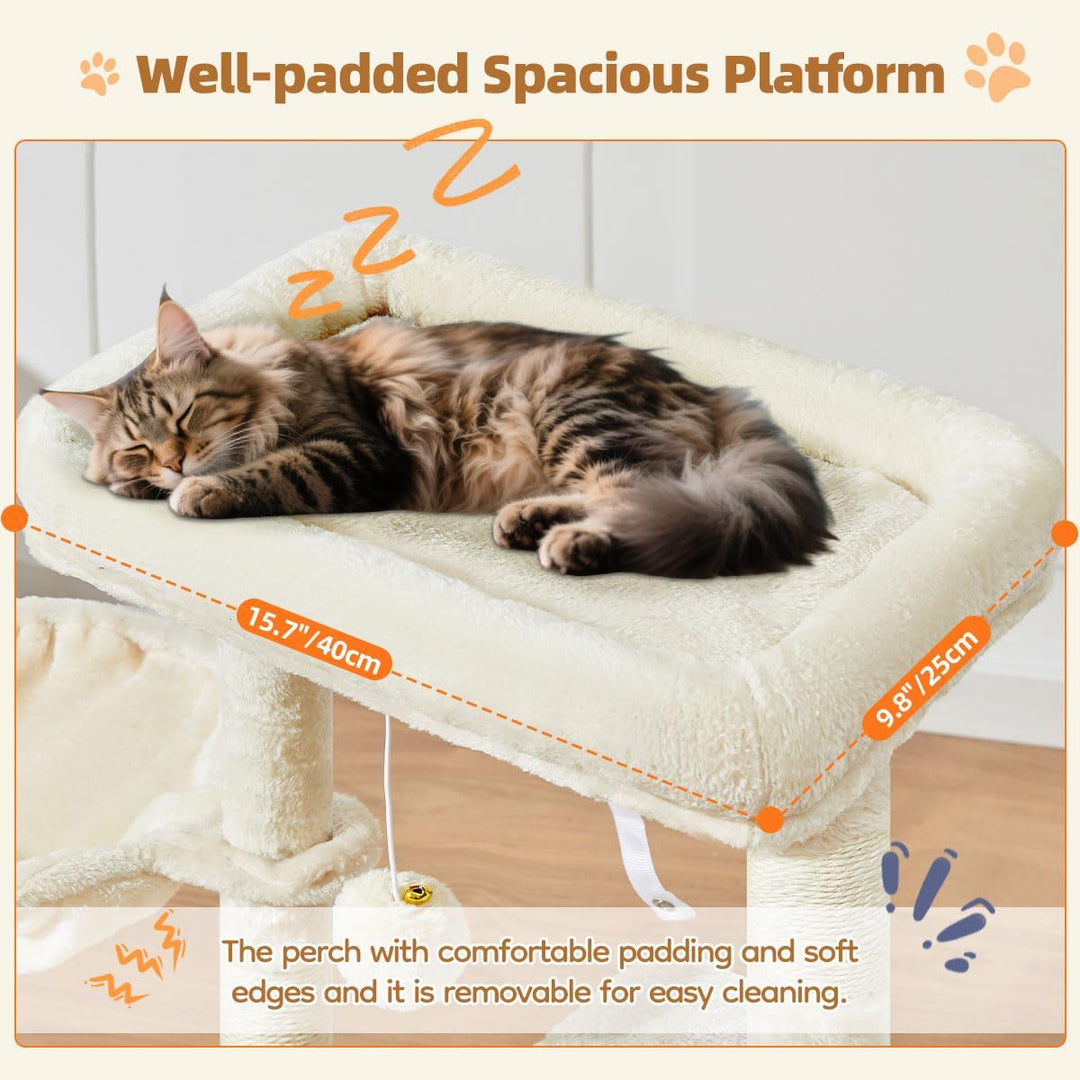 Taoqimiao Kratzbaum Klein, 98cm katzenbaum Stabil KatzenKratzbaum Cat Tree mit Katzenhaus, Korb, 4 K