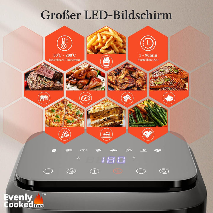 Taylor Swoden-Smartheat Heissluftfritteuse 6,5L, Doble Resistencia, mit Fenster, LED Touchscreen, 8