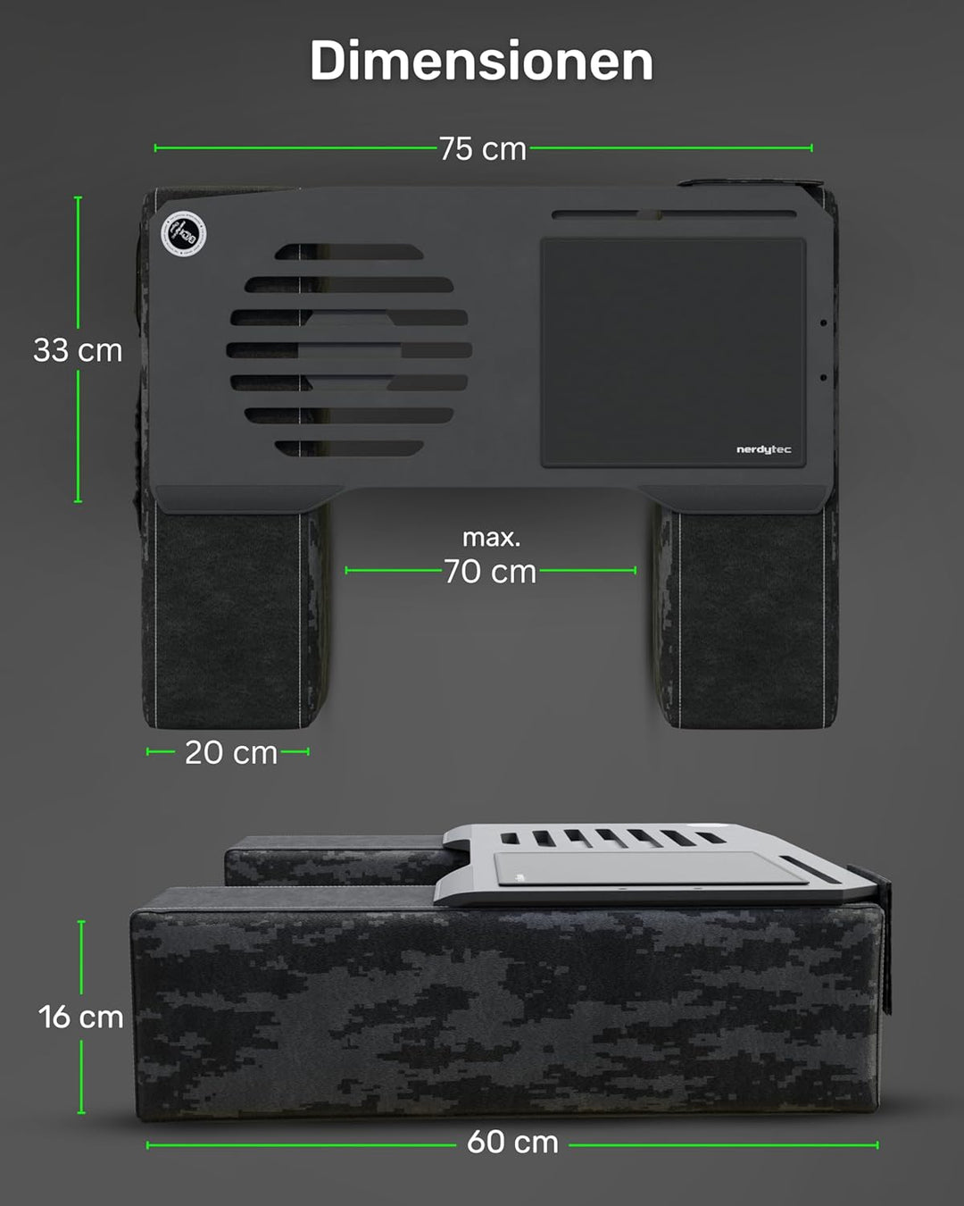 Couchmaster® CYBOT (Ergonomisches Lapdesk für Notebooks oder Wireless Peripherie, inkl. Kissen, geei