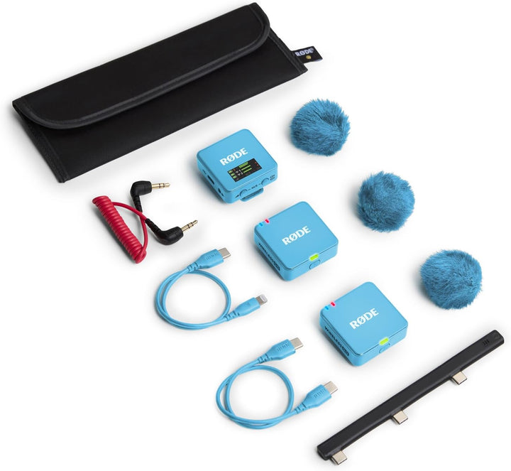 Rode Wireless GO Gen 3 Drahtloses 2-Kanal Mikrofon-Funksystem Blau mit keepdrum Softcase, Blau