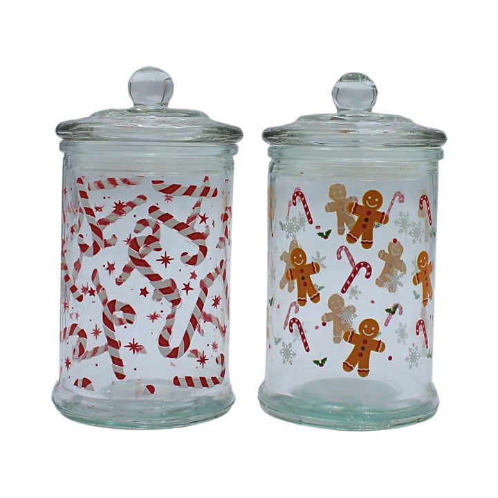 Dekohelden24 Aromadose, Frischhaltedose, Glasbehälter mit Weihnachtsmotiv, Keksdose mit Lebkuchen &amp;