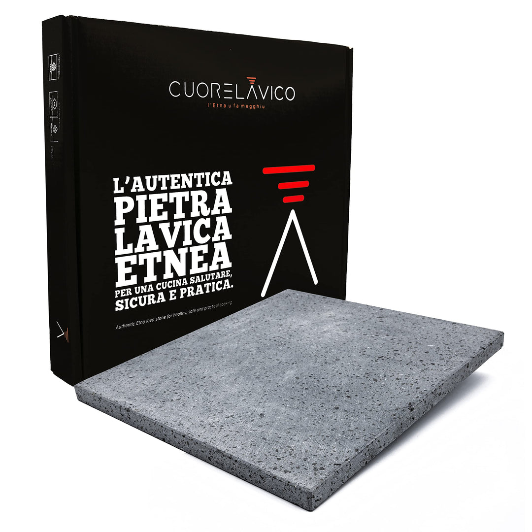 CUORE LAVICO - Ätna Lavastein für Pizza 39x35 x 2 cm | Pizzastein für für backofen und Grillofen für