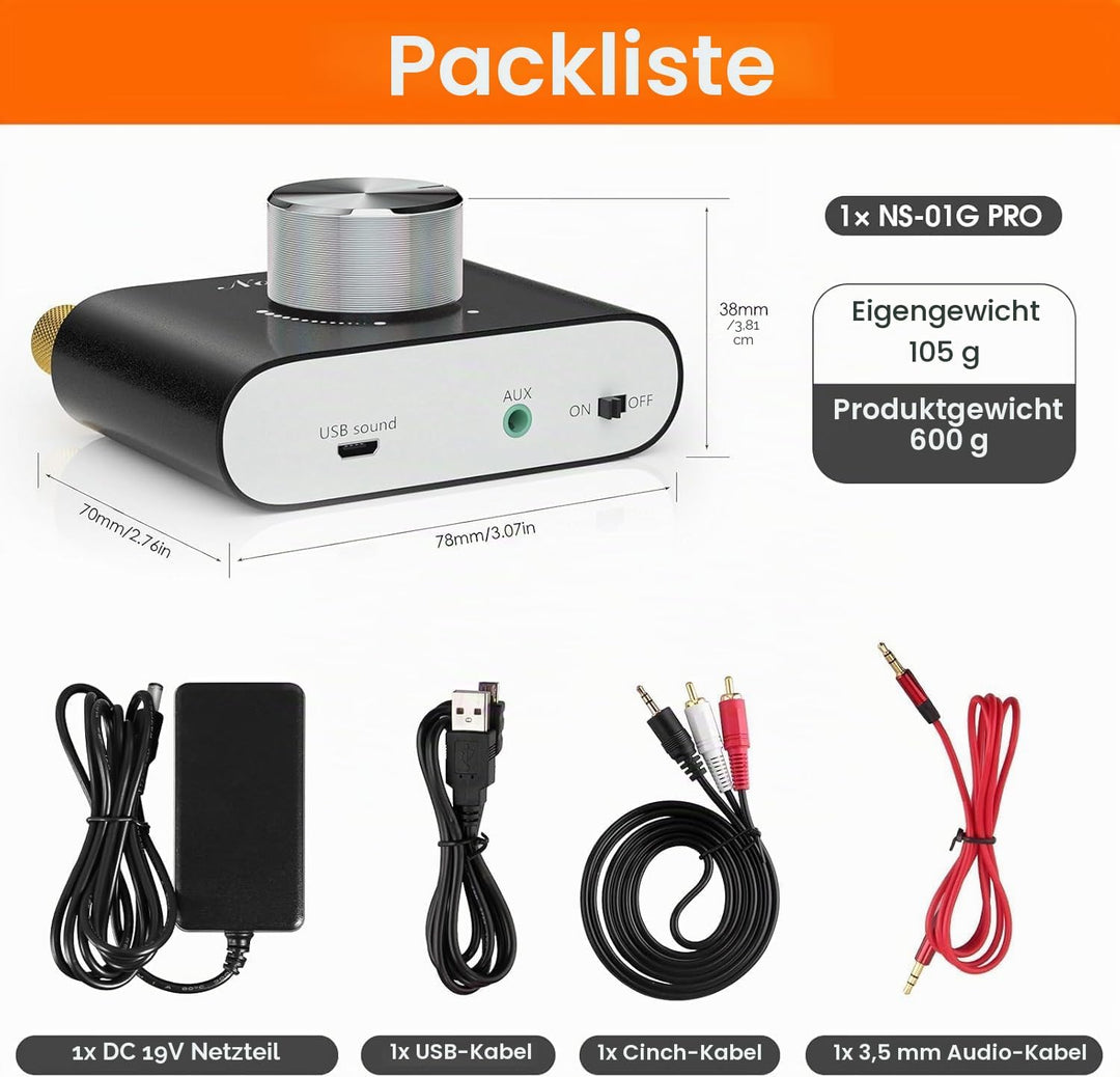 Nobsound Mini Bluetooth 5.0 Digital Power Amplifier HiFi Stereo Verstärker 2.0 Kanal 50W×2 Endstufe