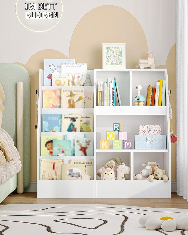 Hzuaneri Kinderregal, Spielzeugregal mit 5-Regalebenen und 5 offene Fächer, Kinderbücherregal, Kinde