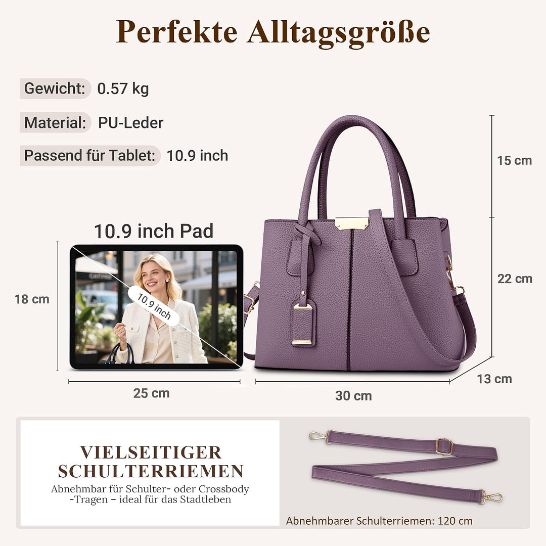 DIRRONA Elegant Damen Handtasche Schultertasche Gross Kapazität Umhängetasche Beiläufig Reise Tasche