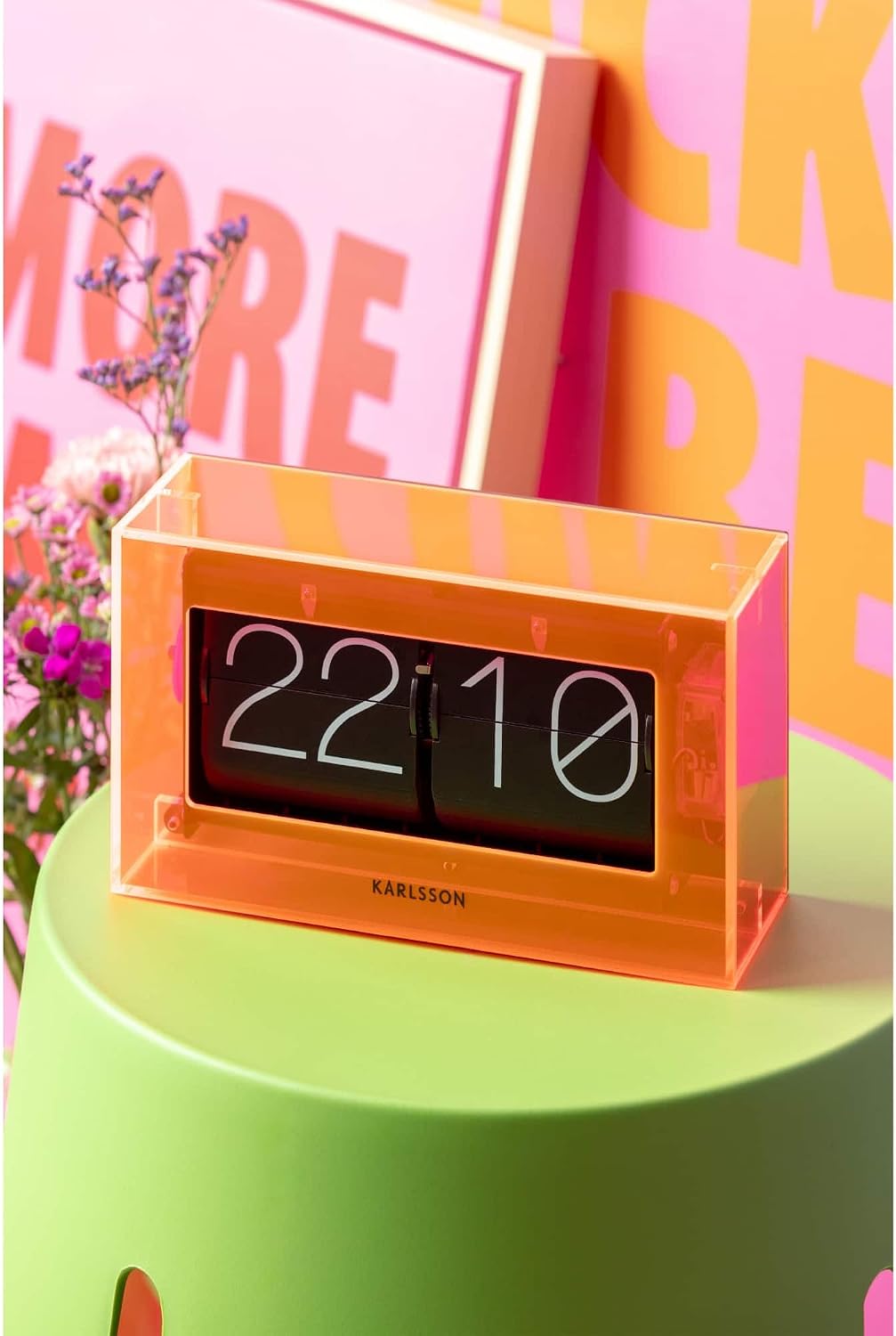 Karlsson Tischuhr Boxed Flip - Orange - 20.7x7.1x11.7cm