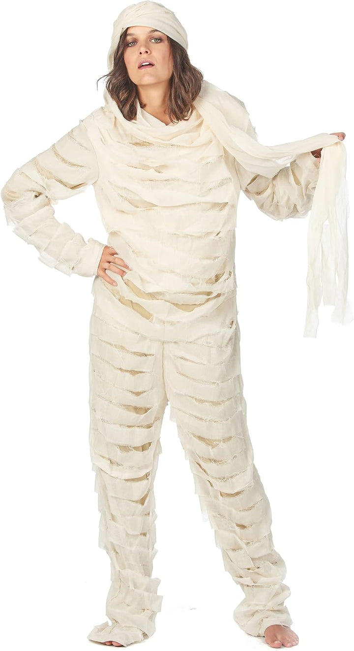 Vegaoo Mumien-Kostüm für Erwachsene 2-teilig weiss-beige - M