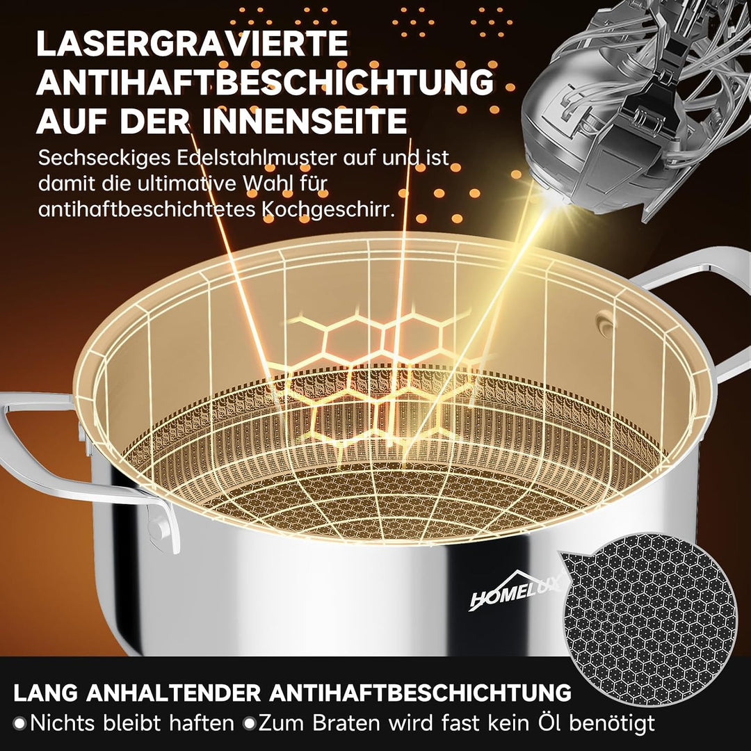 Töpfe Induktion 26cm 5,2L Topf Edelstahl Kochtopf,Töpfe mit Wabenstruktur Beschichtete,Kochtopf Indu