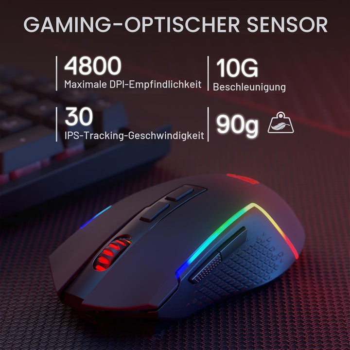 Redragon BS142 Kabellose Gaming-Tastatur- und -Maus-Kombination - K515 PRO RGB-Membrantastatur und M