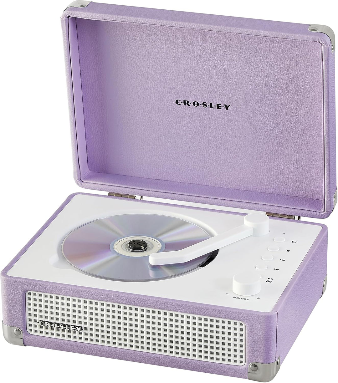 Crosley CR3505A-LN Cruiser Retro tragbarer CD-Player mit Stereo-Bluetooth-Lautsprechern und FM-Radio