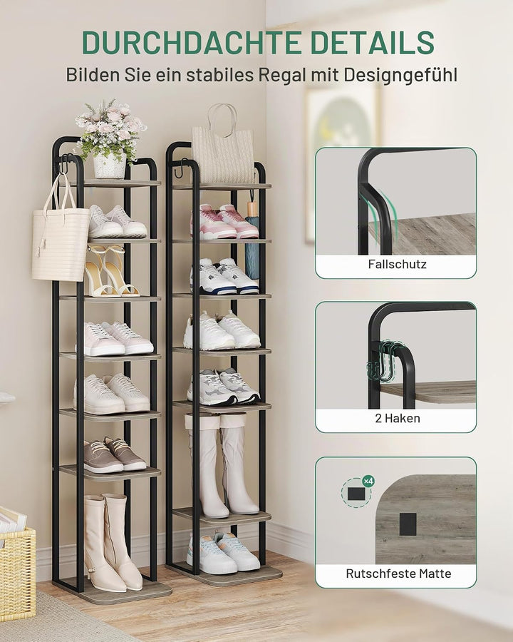 Hzuaneri Vertikales Schuhregal, 8-Stöckige Schuhregale, Schuhturm für kleine Räume, freistehend, Ver