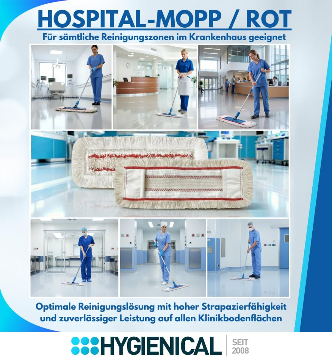 Wischmopp Set für Krankenhäuser und Hospitals, Profi-Moppbezüge, Moppbezüge für Mopphalter, Schlinge