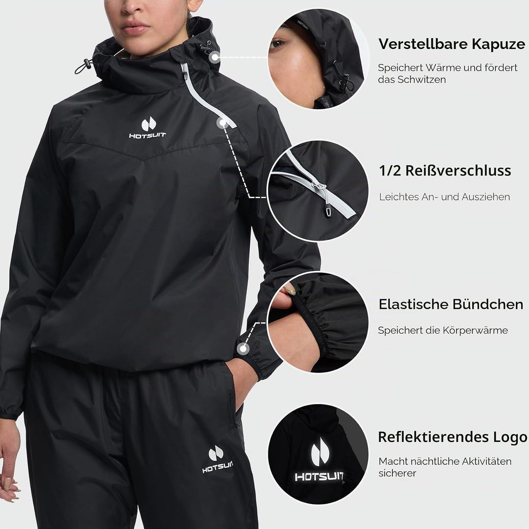 HOTSUIT Schwitzjacke/Schwitzanzug Damen Sauna Trainingsanzug Sportanzug Schwitzanzug Fitness Trainin