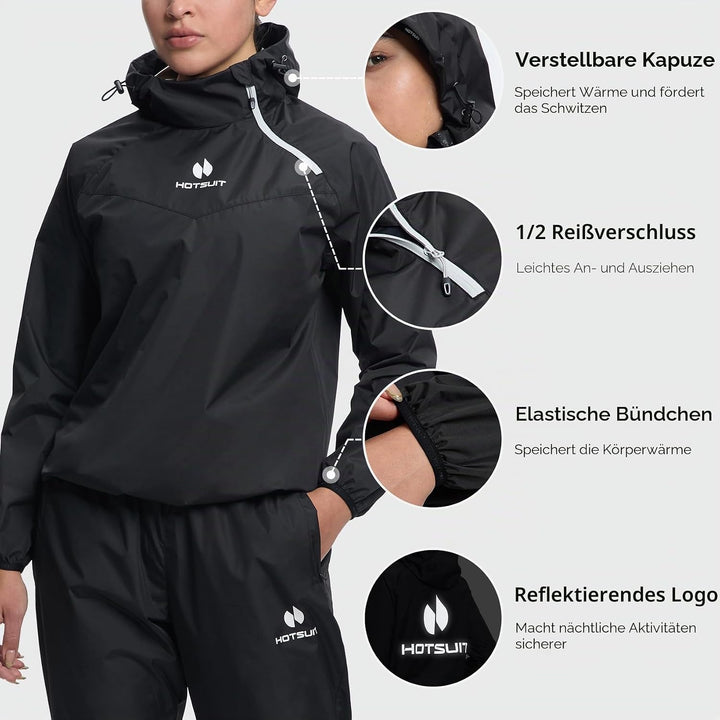 HOTSUIT Schwitzjacke/Schwitzanzug Damen Sauna Trainingsanzug Sportanzug Schwitzanzug Fitness Trainin