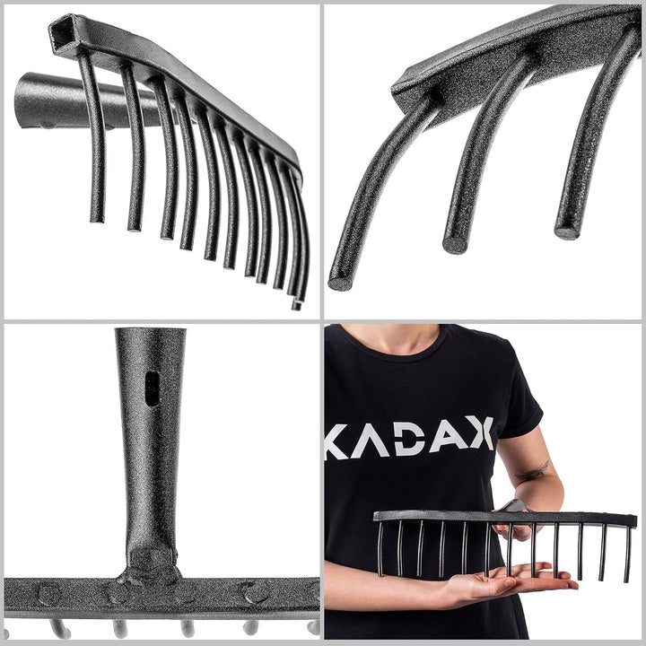 KADAX Gartenrechen aus Stahl, Steinrechen, Gartenharke ohne Stiel, Robuster Rechenkopf, Rechen für G