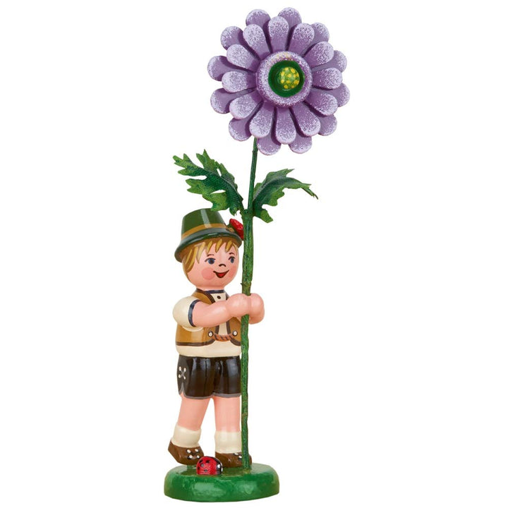 Hubrig Volkskunst Blumenkind Junge mit Dahlie - 11 cm