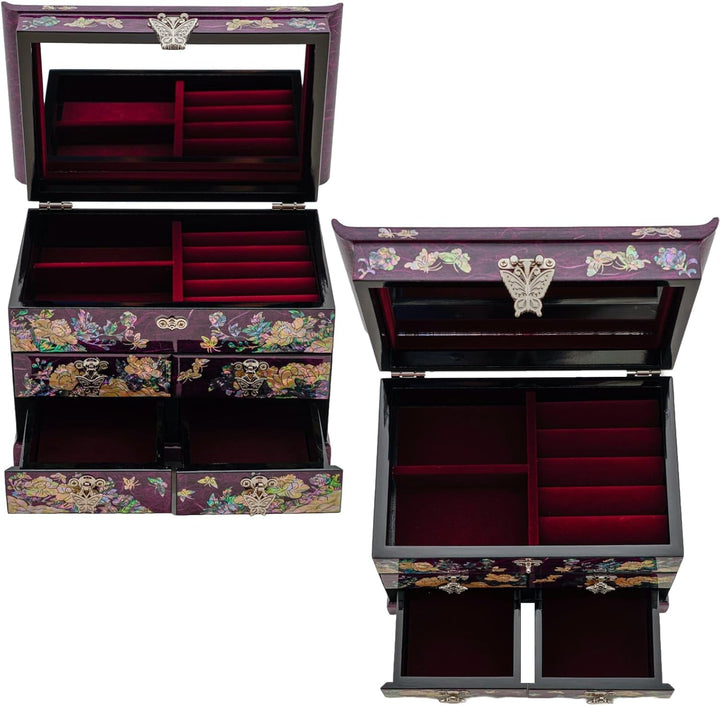 February Mountain Mother of Pearl Wooden Jewelry Organizer Box – Jewelry Storage Box for Women, Feat