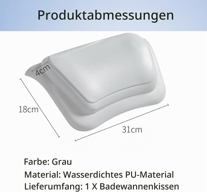 Lonkenn Badewannenkissen, Ergonomisches Badekissen, Stylisch PU-Badekissen mit Saugnäpfen, wasserdic