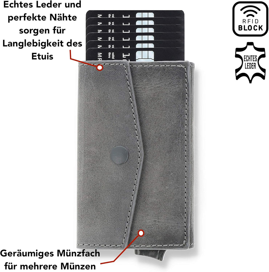 Solo Pelle Kartenetui | Kreditkartenetui | Leder Geldbörse Slim Wallet Portmonee | Geldbeutel mit RF