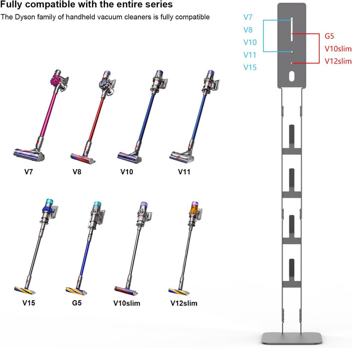 Robuster Vakuumständer aus Karbonstahl für Dyson - Wandmontiertes platzsparendes Design, kein Bohren