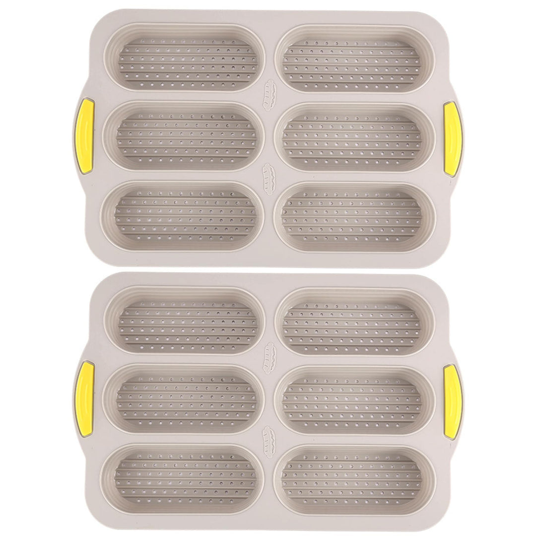 Silikon-Mini-Brötchenform | 2 Stück Hot-Dog-Brötchenform, 6 Mulden, Antihaft-Silikon-Brotlaib mit at