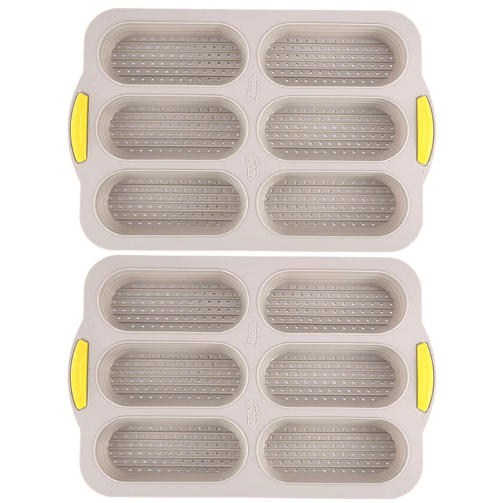 Silikon-Mini-Brötchenform | 2 Stück Hot-Dog-Brötchenform, 6 Mulden, Antihaft-Silikon-Brotlaib mit at