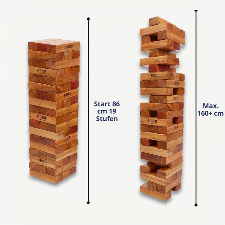 Hartholz Wackelturm XXL bis 250cm, bis 160cm, 100 Indien Öko, bis 160cm