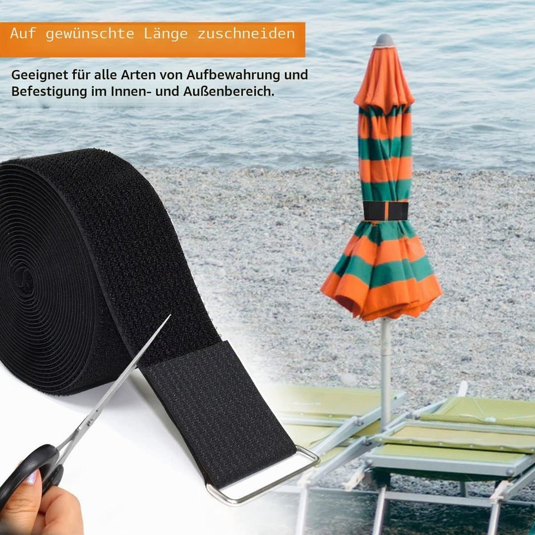 YMCRLUX Klettband Breit 5CM mit 10 Metallschnalle, Frei Zuschneidbar Klettverschluss Band, Wiederver