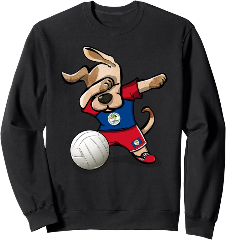 Lustiger Tupfender Hund Belize Volleyball - Belizean Flagge Sweatshirt