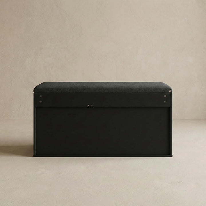 BOXIMO TRIA Schuhschrank mit Sitzbank, MDF und Polyester, 80 x 43 x 30 cm (Schwarz), Schwarz