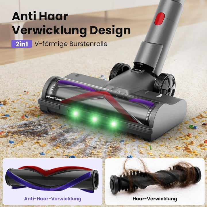 Akku Staubsauger, 600W/58000Pa/75Min, Laufzeit Staubsauger Kabellos mit Smart LED Display und Ladest