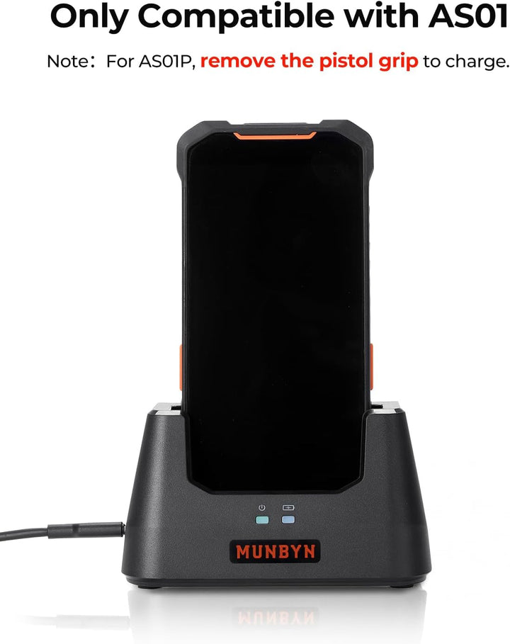 MUNBYN AS01 Android 14 Barcodescanner + Ladegerät Set, 6” Bildschirm, Mobiler Computer Handheld PDA
