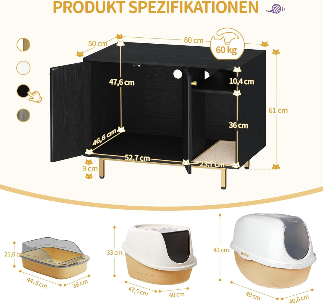 Hzuaneri Katzenschrank, Katzentoilette, Katzenklo Schrank, Katzenhaus mit Tür und separater Trennwan